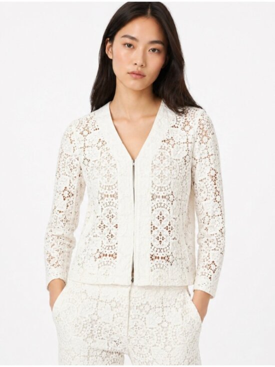 Maje Jackets & Blazers - Maje Vimani Lace Embroidered Jacket in White